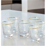 Set 6 Pahare MAYA, 340ml, din Sticla Subtire, cu Bordura Aurie, 9x11cm