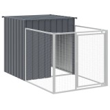 Cușcă c&acirc;ine cu țarc antracit 110x201x110 cm, oțel galvanizat, acoperiș protecție, intrare ușoară