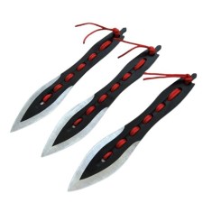 Set trei cutite de aruncat IdeallStore&reg;, Anarchy Blades, otel inoxidabil, negru, 19 cm, teaca inclusa