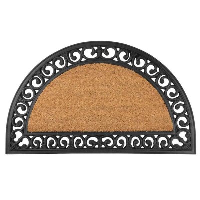Covoras intrare, semirotund, guma, 75x45 cm, Ornament foto