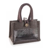 Sacosa pentru cadouri iuta maro 18x11x23 cm