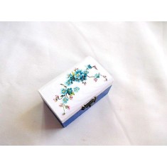Cutie flori albastre si flori rosii, cutie lemn 35523