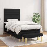 Cumpara ieftin Pat box spring cu saltea, negru, 90x200 cm, textil