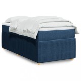 VidaXL Pat box spring cu saltea, albastru, 90x200 cm, textil