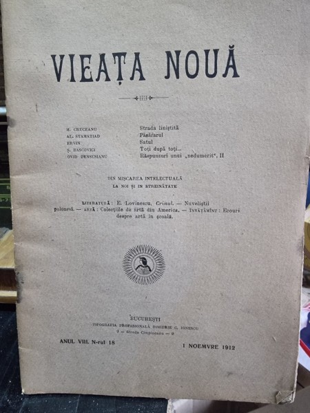 Revista Vieata Noua Nr. 18 noiembrie 1912