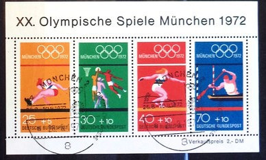 GERMANIA 1972 - JOCURI OLIMPICE MUNCHEN, COLITA STAMPILATA, DG3 foto