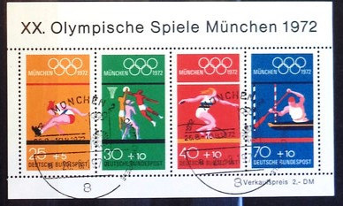 GERMANIA 1972 - JOCURI OLIMPICE MUNCHEN, COLITA STAMPILATA, DG3