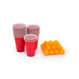 Joc de Baut BEER PONG, Flippy, Set din 24 Mingi de Tenis si 24 Pahare Reutilizabile, Joc Interactiv pentu Adulti, Albastru Portocaliu
