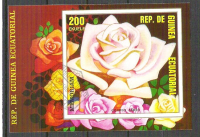 Eq. Guinea 1979 Roses, imperf. sheet, used N.019 foto