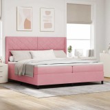 Cumpara ieftin Pat cu arcuri cu benzi LED Roz 200 x 200 cm Catifea