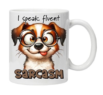 Cana alba personalizata &amp;quot;i speak fluent sarcasm&amp;quot;, INOVATIX&amp;reg;. 330ml foto