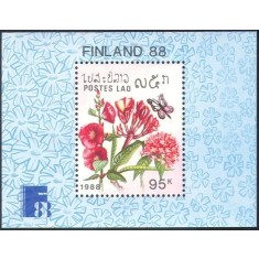 Laos 1988 - Flori si fluturi, colita neuzata