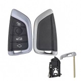Carcasa Cheie Compatibila cu Bmw Seria G30, Smartkey, 4 Butoane, cu lamela, Negru cu Silver