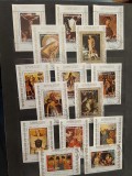 Lot Masiv 15 Colițe Ajman - Artă Religioasă, Marii Maeștri ai Picturii, Iisus Hristos, Fecioara Maria, Renaștere, CTO -A333