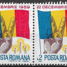 ROMÂNIA 1990 - LP 1233 - REVOLUȚIA POPULARĂ DIN ROMÂNIA - PERECHE - SERIE MNH