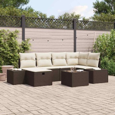 vidaXL Set de canapele pentru grădină 7 pcs Maro 55 x 62 x 69 cm 3360719 foto