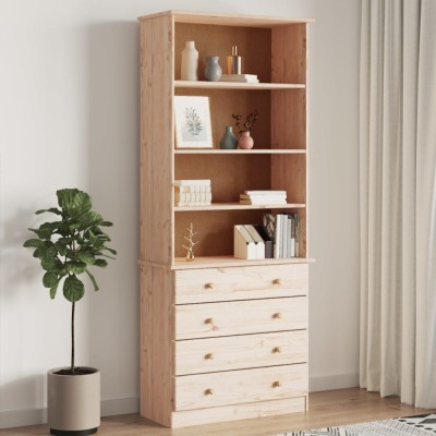 Gossi biblioteca cu sertare &amp;bdquo;alta&amp;rdquo;, 77x35x186,5 cm, lemn masiv de pin foto