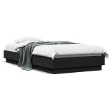 VidaXL Cadru de pat cu lumini LED, negru, 75x190 cm