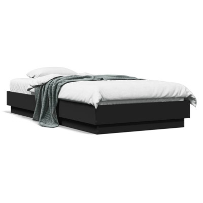vidaXL Cadru de pat cu lumini LED, negru, 75x190 cm foto