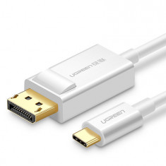 Cablu adaptor unidirecțional unidirecțional USB tip C la Display Port 4K de 1,5 m, alb (MM139)