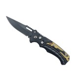 Briceag Deschidere a Lamei pe Buton, Model Scorpion, Sistem Prindere Curea, 16 cm, Negru