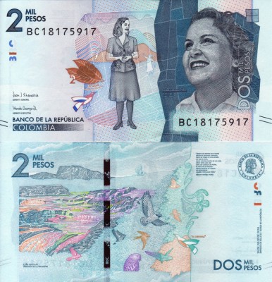 COLUMBIA 2.000 pesos 2018 UNC!!! foto