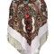 Esarfa tip sal cu flori, Dacali, alb, 107 x107 cm