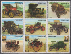 DB1 Paraguay Automobile Masini Clasice serie completa 7v + 2 vignete II MNH foto