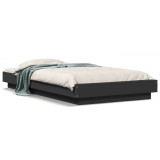 VidaXL Cadru de pat cu LED, negru, 75x190 cm, lemn prelucrat