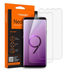 Folie Silicon Premium Neo Flex Spigen Samsung S9+ Transparenta Case Friendly 2 Bucati In Pachet foto