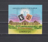 M1 TX7 20 - 1990 - Expozitia mondiala de filatelie - Londra 90 - colita, Posta, Nestampilat