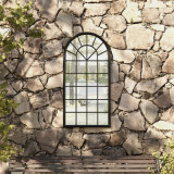 Oglinda de gradina, negru, 90x45 cm, fier, pentru uz exterior GartenMobel Dekor, vidaXL