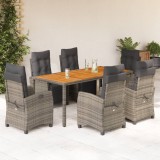 vidaXL Set mobilier de grădină cu perne, 7 piese, gri, poliratan