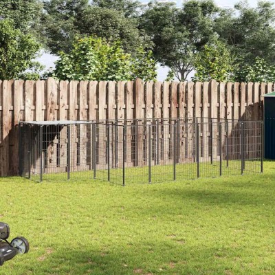 vidaXL Padoc pentru c&amp;acirc;ini, negru, 8,47 m&amp;sup2;, oțel 3082206 foto