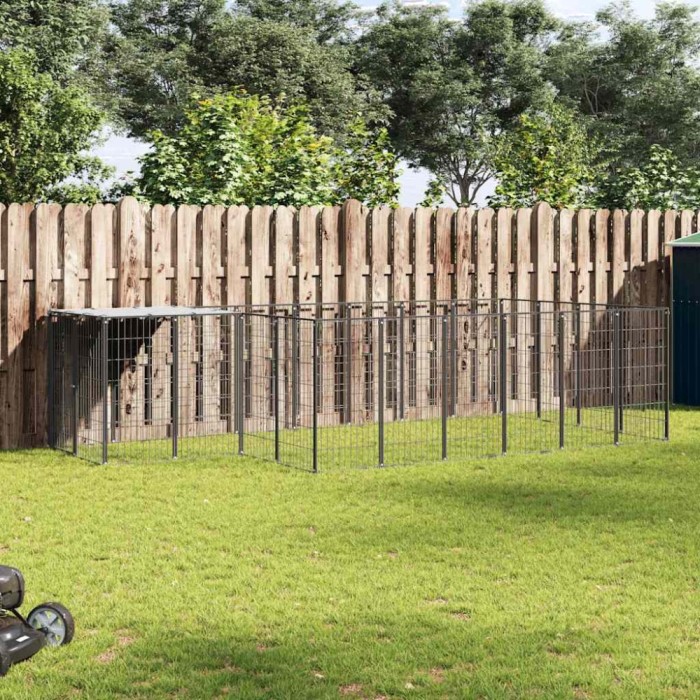 vidaXL Padoc pentru c&acirc;ini, negru, 8,47 m&sup2;, oțel 3082206