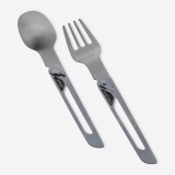 Set 2 tac&acirc;muri pliabile 900, furculiță + lingură, din oțel inoxidabil camping, Quechua