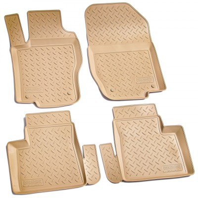 Set de 4 covorase bej cauciuc 3D stil tavita premium pentru Mercedes GL X164 2006-2012, ML W164 2005-2011 foto