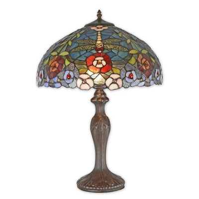 Lampa mare Tiffany din bronz cu decoratiuni colorate TA-134 foto