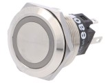 Comutator EAO Anti-Vandalism SPDT ON-(ON), LED Alb, Rosu, Buton Rotund, 22mm, IP67/IP65, 3A/240V