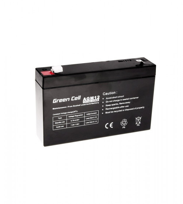 Baterie Green Cell 6V 7Ah (4.6mm) 7000mAh VRLA AGM