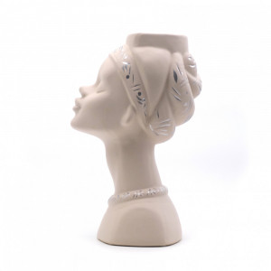 Vaza din ceramica, forma de cap de femeie, 30,5 cm | Okazii.ro