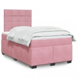 Cumpara ieftin Pat box spring cu saltea, negru, 120x190 cm, catifea