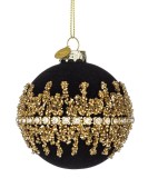 Cumpara ieftin Set 12 globuri brad Craciun sticla catifea neagra sclipici auriu Luxury &Oslash;8 cm