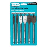 Set 6 burghie plate pentru lemn Detoolz, 10-25 mm