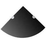 Cumpara ieftin Raft de colt din sticla cu suporti de crom, negru 25 x 25 cm