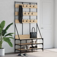vidaXL Suport de haine cu raft pantofi, stejar sonoma, 100x40x184 cm foto