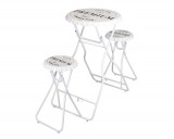 Set masa cu scaune pliabile Premium, 146x60x101 cm, metal, alb/negru, Excellent Houseware
