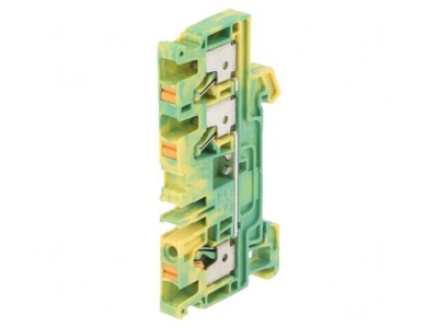 Conector &amp;Icirc;mbinare Șine 4mm2 1 Pistă 3 Borne Galben-Verde TS35 foto