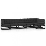 Set mobilier gradina cu perne, 6 piese, lemn masiv pin
