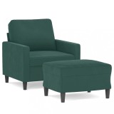 Cumpara ieftin Fotoliu canapea cu taburet, verde inchis, 60 cm, catifea